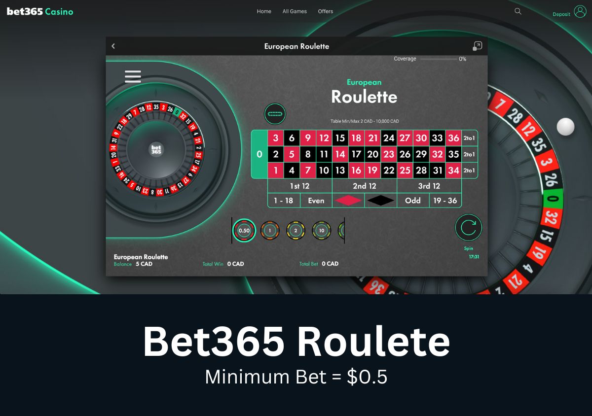 minimum bet at bet365 roulette is $0.5